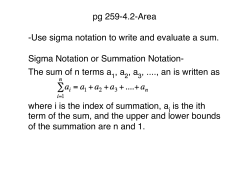 pg 259-4.2-Area -Use sigma notation to write and evaluate a sum