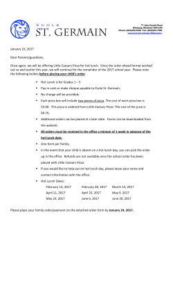 Pizza Hot lunch order - February to June 2017
