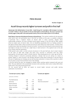 Accell Group records higher turnover and profit in first half