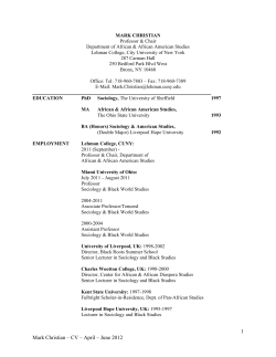 1 Mark Christian &ndash; CV &ndash; April &ndash; June 2012