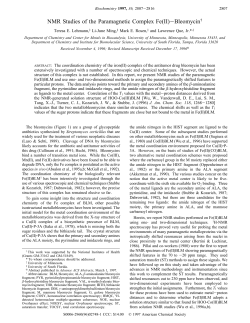 NMR Studies of the Paramagnetic Complex Fe(II)