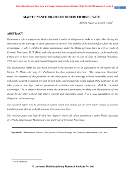 MAINTEINANCE RIGHTS OF DESERTED HINDU WIFE ABSTRACT