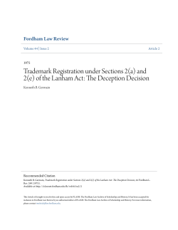 Trademark Registration under Sections 2(a) and 2(e)