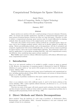 Computational Techniques for Sparse Matrices
