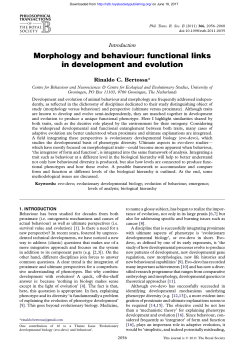 Morphology and behaviour - Philosophical Transactions of the