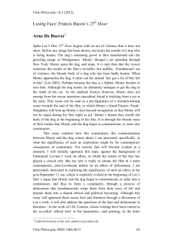 Losing Face: Francis Bacon`s 25th Hour Arne De Boever1