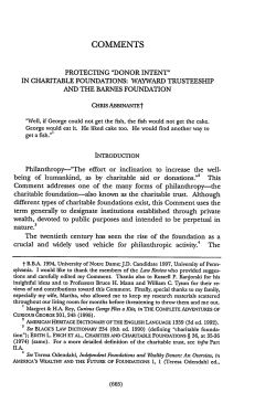 Protecting Donor Intent In Charitable Foundations: Wayward