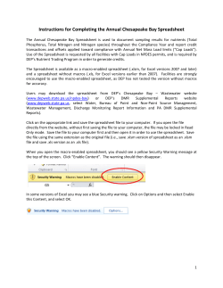 Annual Chesapeake Bay Spreadsheet Instructions
