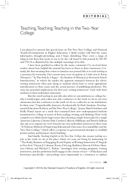 Teaching, Teaching, Teaching in the Two-Year College