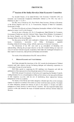 7th Session of the India-Slovakia Joint Economic Committee
