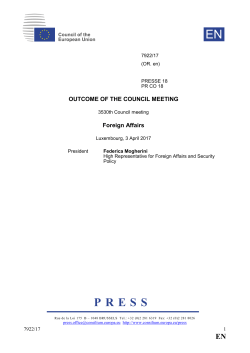OUTCOME OF THE COUNCIL MEETING Foreign Affairs