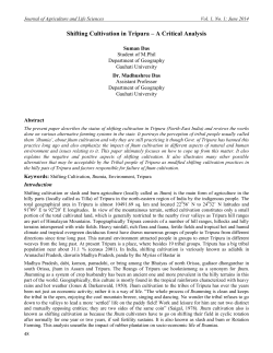 Shifting Cultivation in Tripura – A Critical Analysis