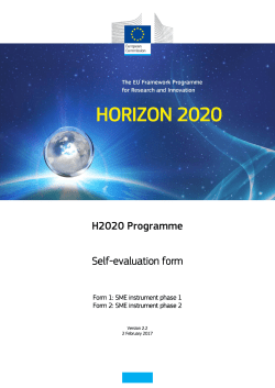 H2020 Programme Self-evaluation form