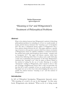 Meaning is Use - Nordic Wittgenstein Review