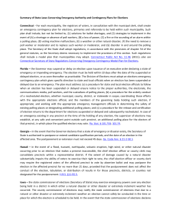 Summary of State Laws Concerning Emergency Authority and