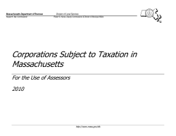 Corporations Subject to Taxation in Massachusetts