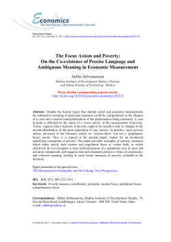 POVERTY MEASUREMENT AND THE FOCUS AXIOM