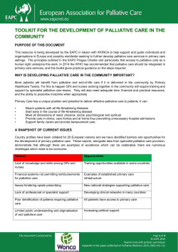 toolkit for the development of palliative care in the community
