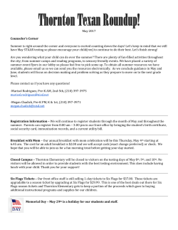 May 2017 Counselor`s Corner Summer is right around the