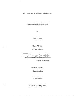 The Direction of Arthur Miller`s All My Sons An Honors Thesis