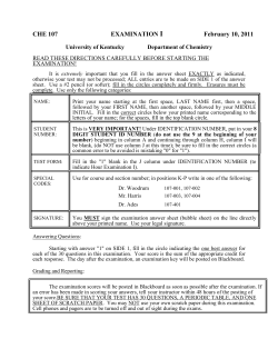 Spring Exam 1 - Chemistry