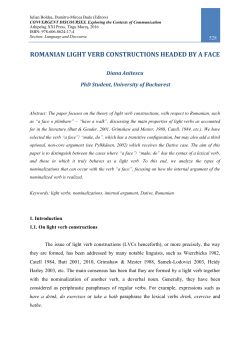 ROMANIAN LIGHT VERB CONSTRUCTIONS HEADED BY A FACE