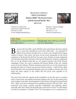 History 4600Y: The Soviet Union and the Second World War