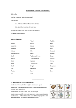 Science Unit 1: Matter and materials.