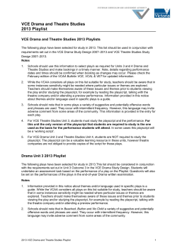 2013 VCE Drama and Theatre Studies Playlist