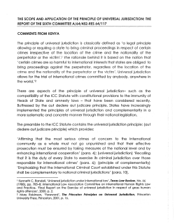The principle of universal jurisdiction is classically defined as `a