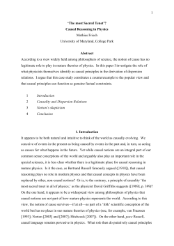 1 `The most Sacred Tenet`? Causal Reasoning in Physics Mathias
