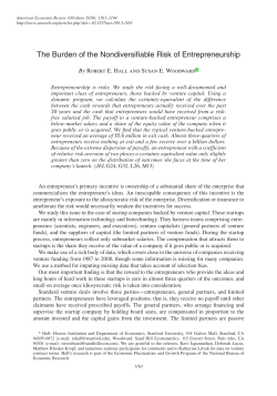 The Burden of the Nondiversifiable Risk of Entrepreneurship