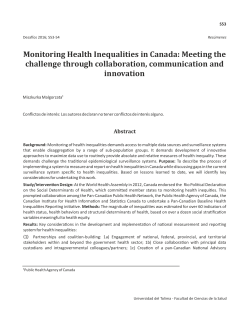 Monitoring Health Inequalities in Canada