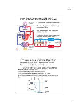 Path of blood flow through the CVS Physical laws governing blood