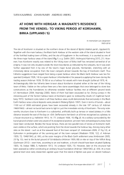 to Viking Period At korsHAmn, BirkA