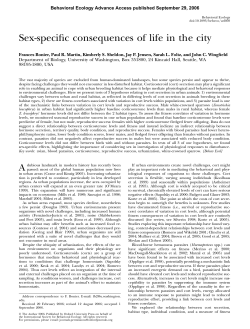 Sex-specific consequences of life in the city