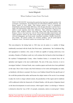 Imola B&uuml;lg&ouml;zdi Where Faulkner Comes From: The South