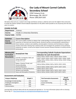 Grade 11 University Chemistry (SCH 3U1) - Dufferin