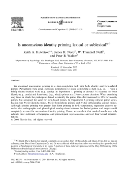 Is unconscious identity priming lexical or sublexical?
