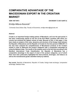 COMPARATIVE ADVANTAGE OF THE MACEDONIAN EXPORT IN