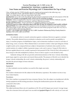 ISOKINETIC TESTING LABORATORY Your Name and Exercise