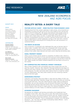 NEW ZEALAND ECONOMICS ANZ AGRI FOCUS