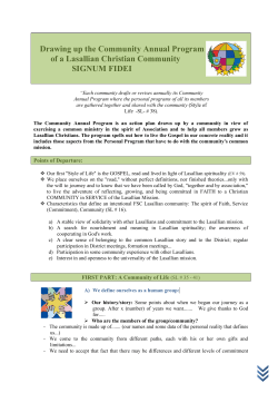 Drawing up the Community Annual Program of a Lasallian Christian