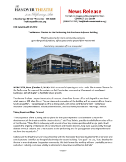 News Release - The Hanover Theatre