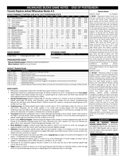 Bucks Game Notes