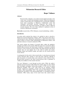 Melanesian Research Ethics