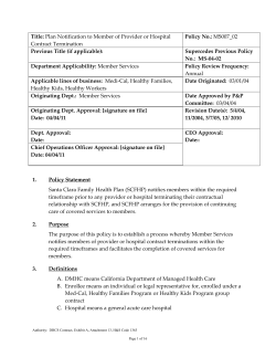 Plan Notification to Mbrs of Provider Termination