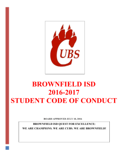 brownfield isd 2016-2017 Student Code of Conduct