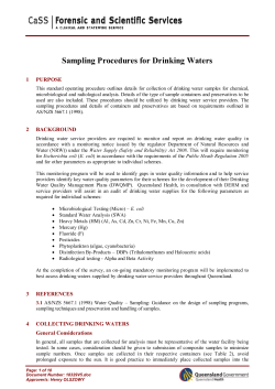 Sampling Procedures for Drinking Waters