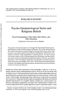 Psycho-Epistemological Styles and Religious Beliefs